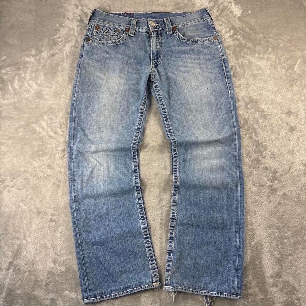 True Religion Disco Joey Big T Jeans Men's 34x33 Blue Made in USA Y2K